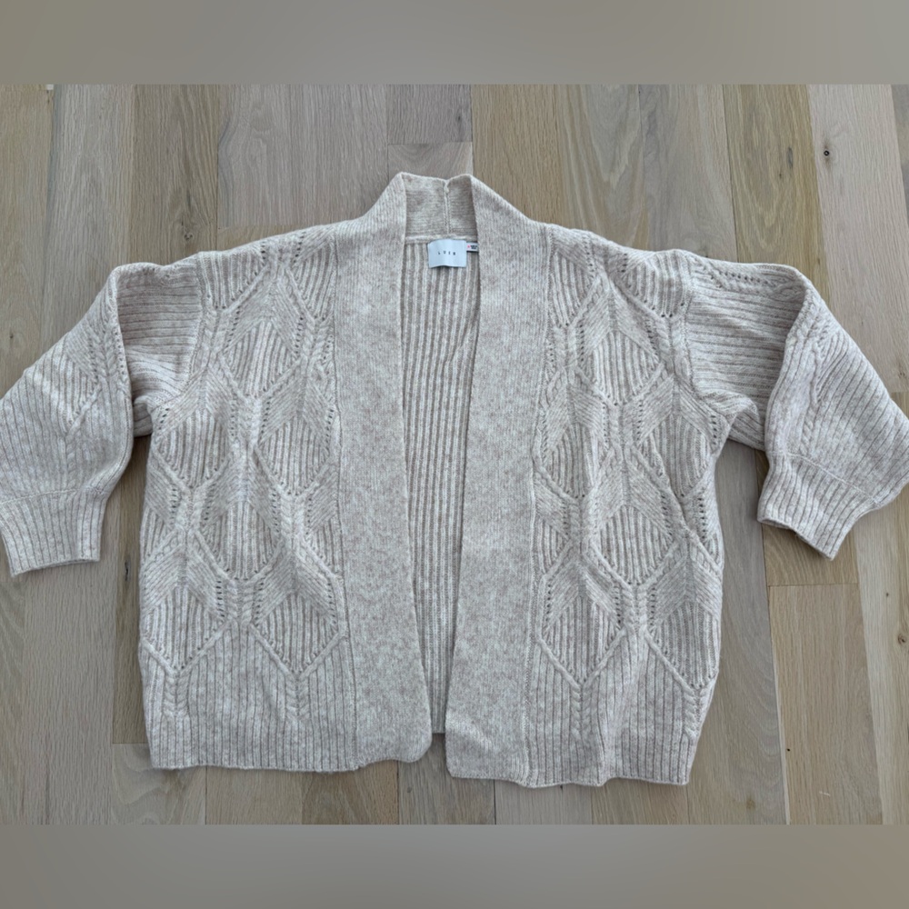 Lush Oversize Cream Textured Open Cardigan